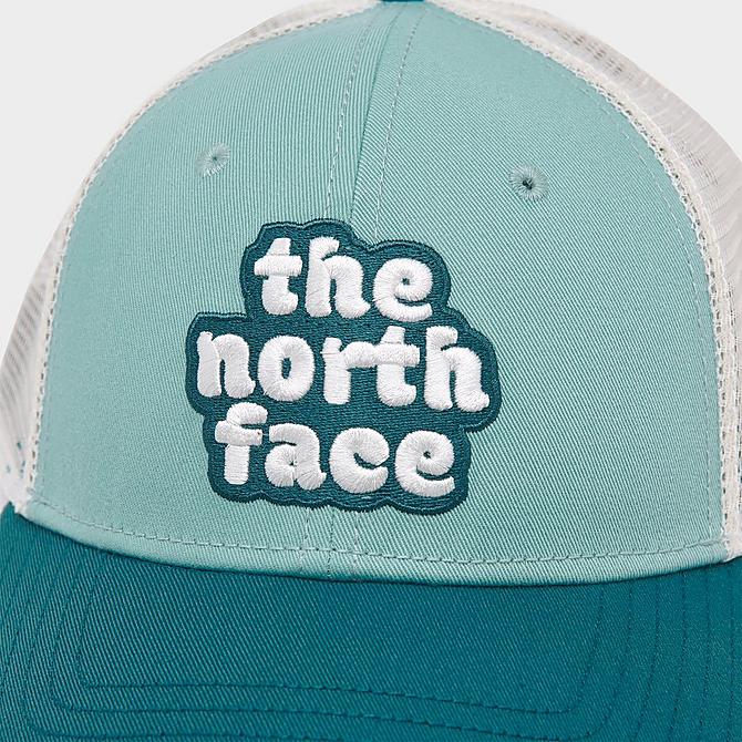 Front view of The North Face Mudder Trucker Snapback Hat in Reef Waters/Coral Blue Click to zoom