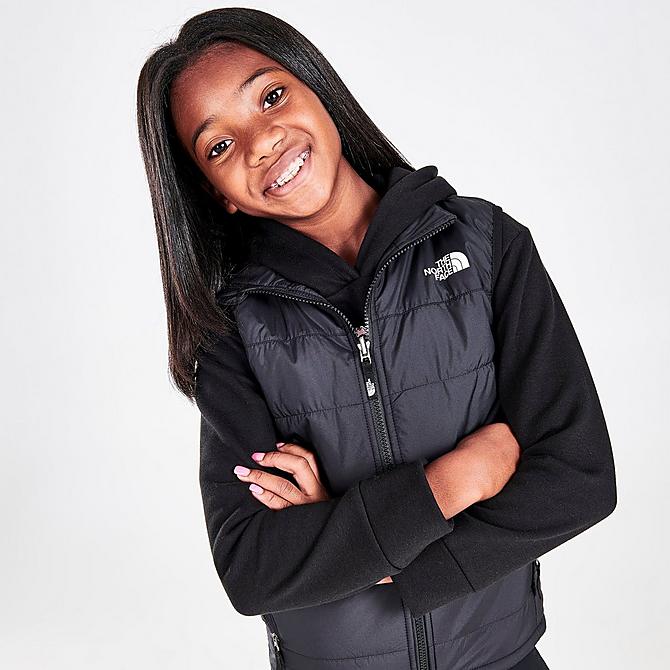 Back Left view of Kids' The North Face Reactor Insulated Vest in Black Click to zoom