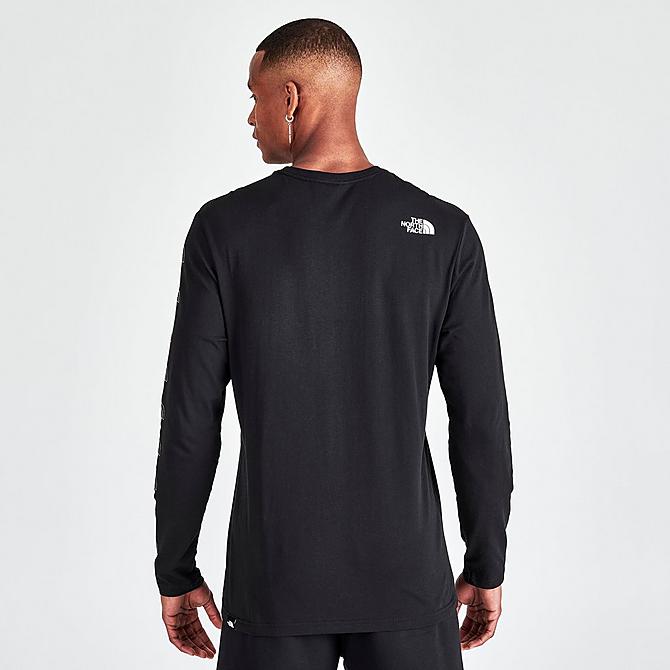 Back Right view of Men's The North Face Repeat Logo Long-Sleeve T-Shirt in Black Click to zoom