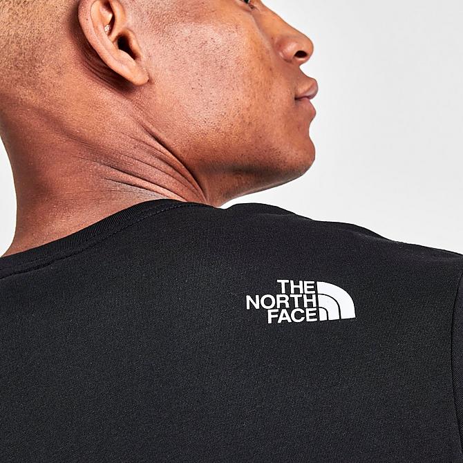 On Model 6 view of Men's The North Face Repeat Logo Long-Sleeve T-Shirt in Black Click to zoom