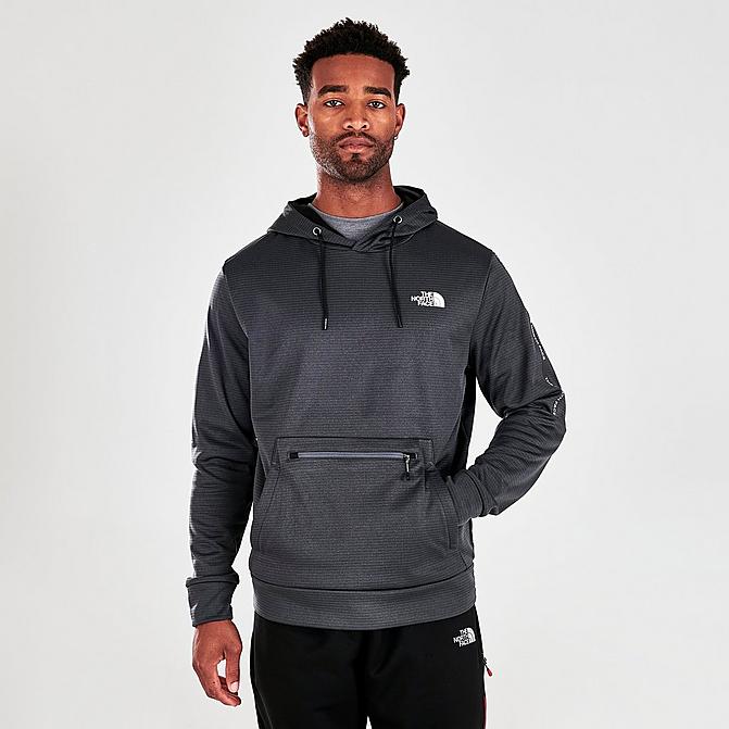 Front view of Men's The North Face Amphere Pullover Hoodie in Asphalt Click to zoom