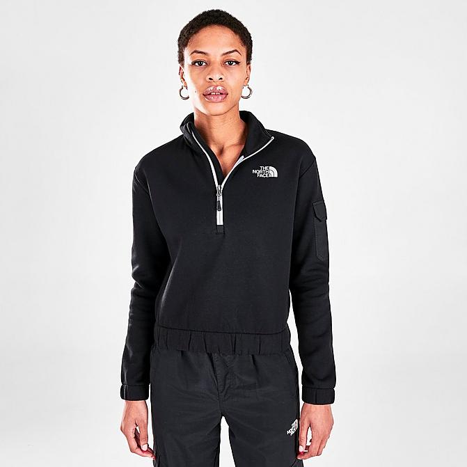 Front view of Women's The North Face Cargo Quarter-Zip Jacket in Black Click to zoom