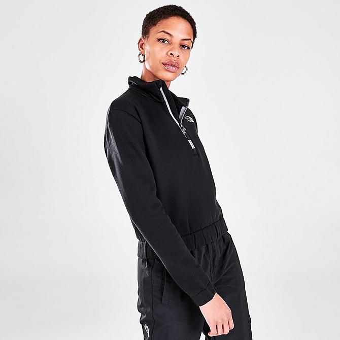 Back Left view of Women's The North Face Cargo Quarter-Zip Jacket in Black Click to zoom