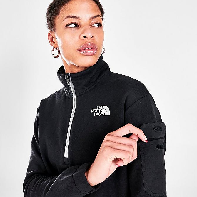 On Model 5 view of Women's The North Face Cargo Quarter-Zip Jacket in Black Click to zoom