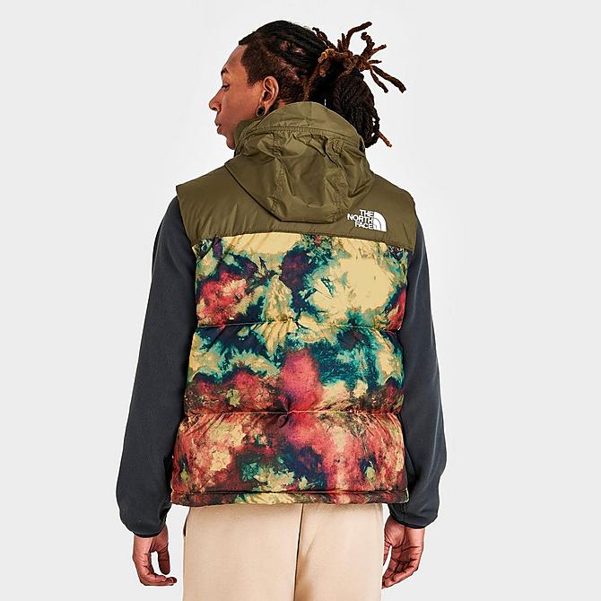 Back Right view of Men's The North Face 1996 Retro Nuptse Vest in Tan/Ice Dye Print Click to zoom