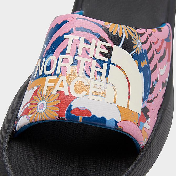 Front view of Women's The North Face Triarch International Women's Day Slide Sandals in TNF Black/Multi Click to zoom