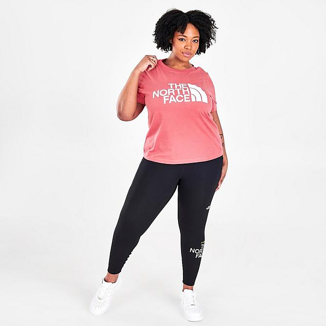 Front Three Quarter view of Women's The North Face Half Dome Cotton T-Shirt (Plus Size) in Slate Rose Click to zoom