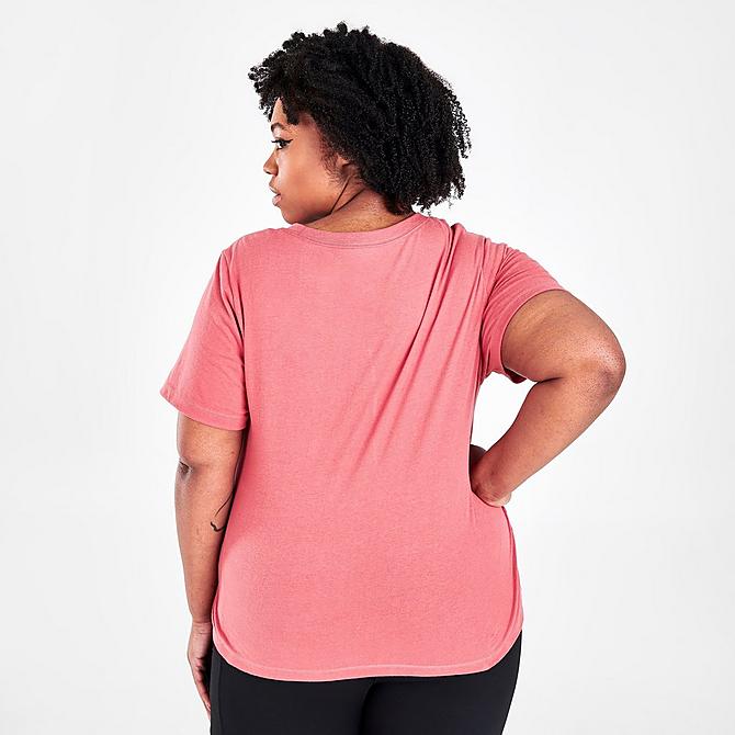 On Model 5 view of Women's The North Face Half Dome Cotton T-Shirt (Plus Size) in Slate Rose Click to zoom