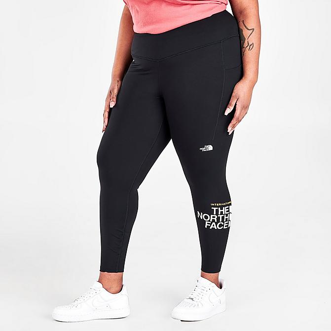 Front view of Women's The North Face Midline Printed High-Rise Cropped Leggings in Black Click to zoom