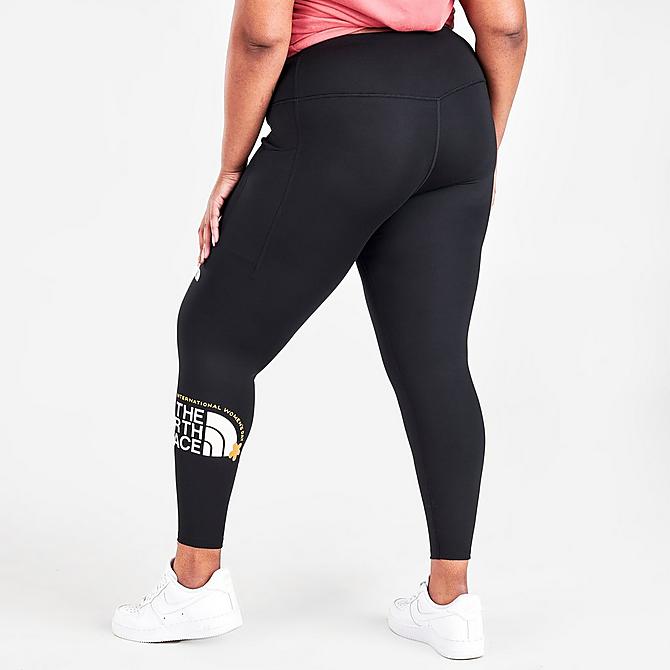 Back Right view of Women's The North Face Midline Printed High-Rise Cropped Leggings in Black Click to zoom