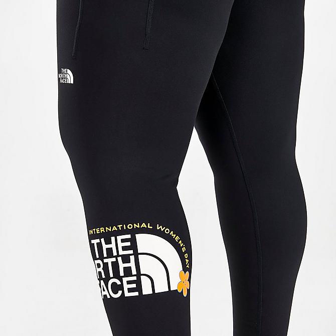 On Model 6 view of Women's The North Face Midline Printed High-Rise Cropped Leggings in Black Click to zoom