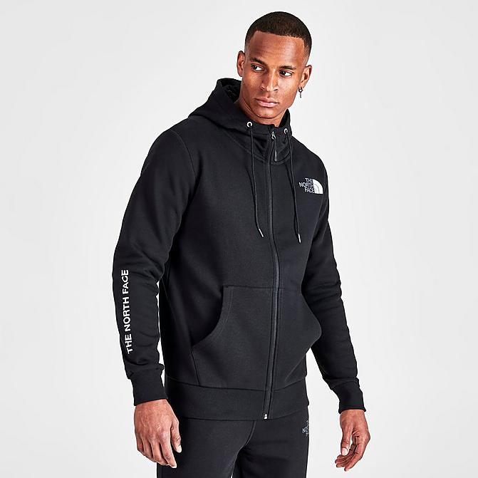Front view of Men's The North Face Graphic Print Full-Zip Hoodie in TNF Black Click to zoom