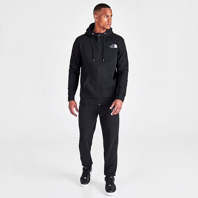 Front Three Quarter view of Men's The North Face Graphic Print Full-Zip Hoodie in TNF Black Click to zoom