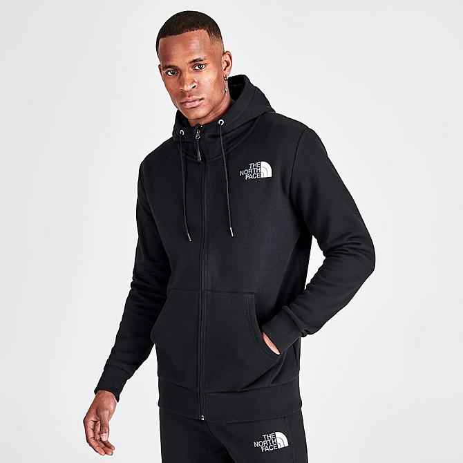 Back Left view of Men's The North Face Graphic Print Full-Zip Hoodie in TNF Black Click to zoom