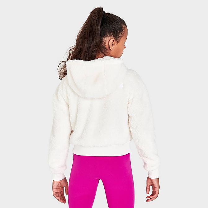 Back Right view of Girls' The North Face Suave Oso Hooded Full-Zip Jacket in White Click to zoom