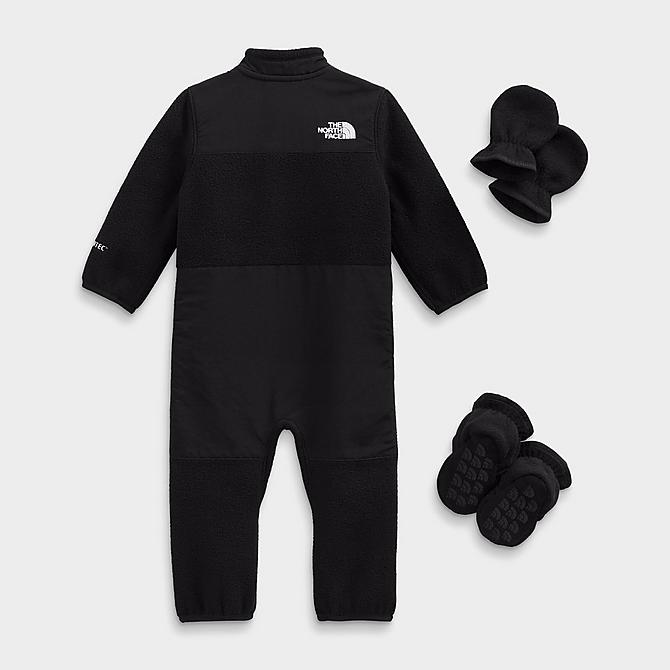 Front Three Quarter view of Infant The North Face Denali One-Piece Set in TNF Black Click to zoom