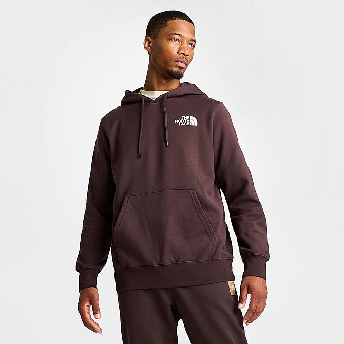 Back Left view of Men's The North Face Box NSE Pullover Hoodie in Dark Oak/TNF Black Click to zoom