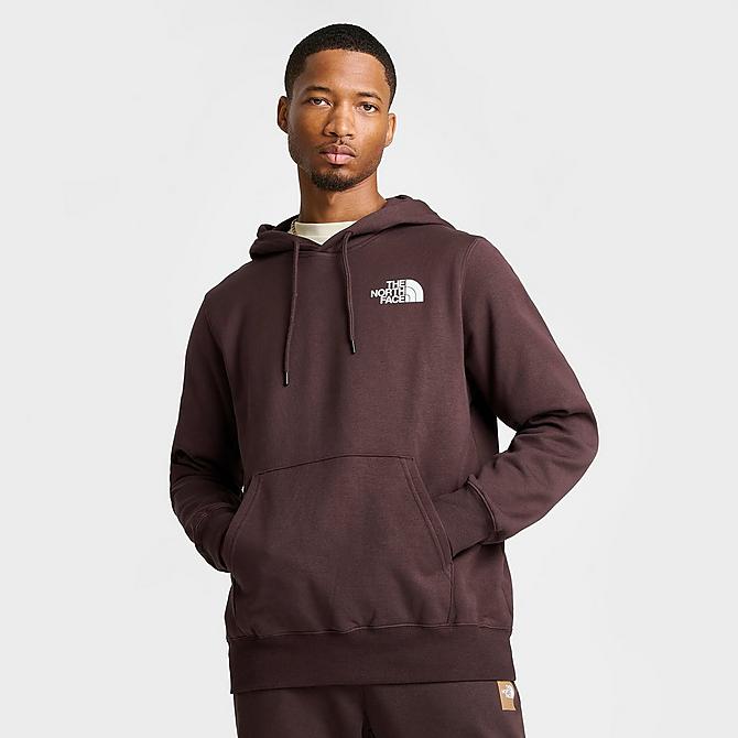 Back Right view of Men's The North Face Box NSE Pullover Hoodie in Dark Oak/TNF Black Click to zoom