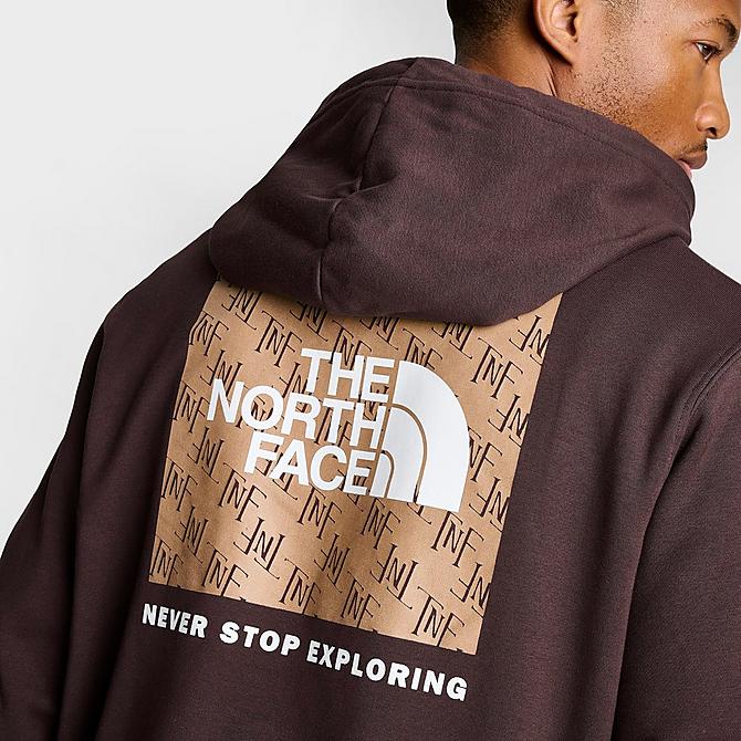 On Model 5 view of Men's The North Face Box NSE Pullover Hoodie in Dark Oak/TNF Black Click to zoom