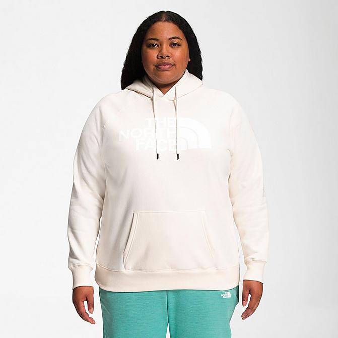 Front view of Women's The North Face Half Dome Pullover Hoodie (Plus Size) in TNF White/TNF Black Click to zoom