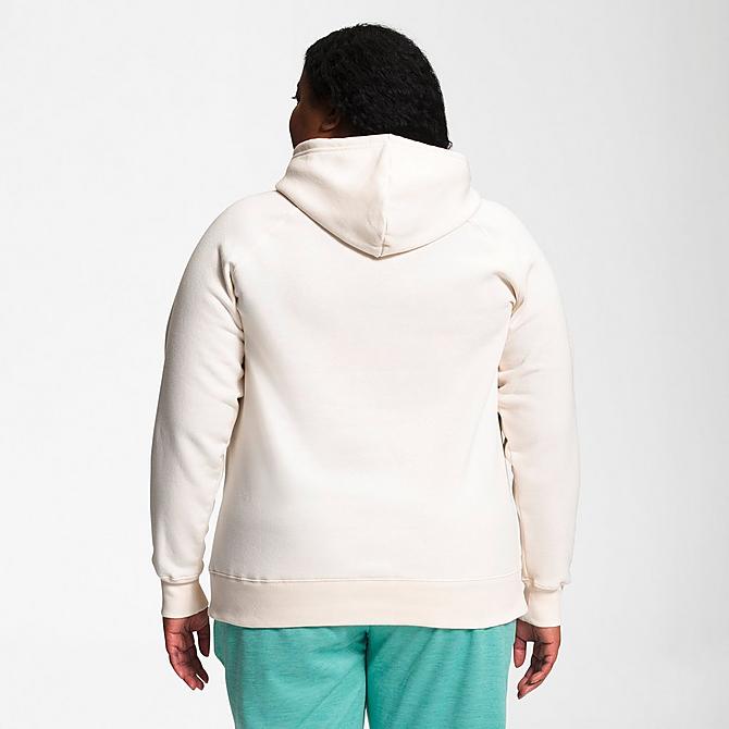 Front Three Quarter view of Women's The North Face Half Dome Pullover Hoodie (Plus Size) in TNF White/TNF Black Click to zoom
