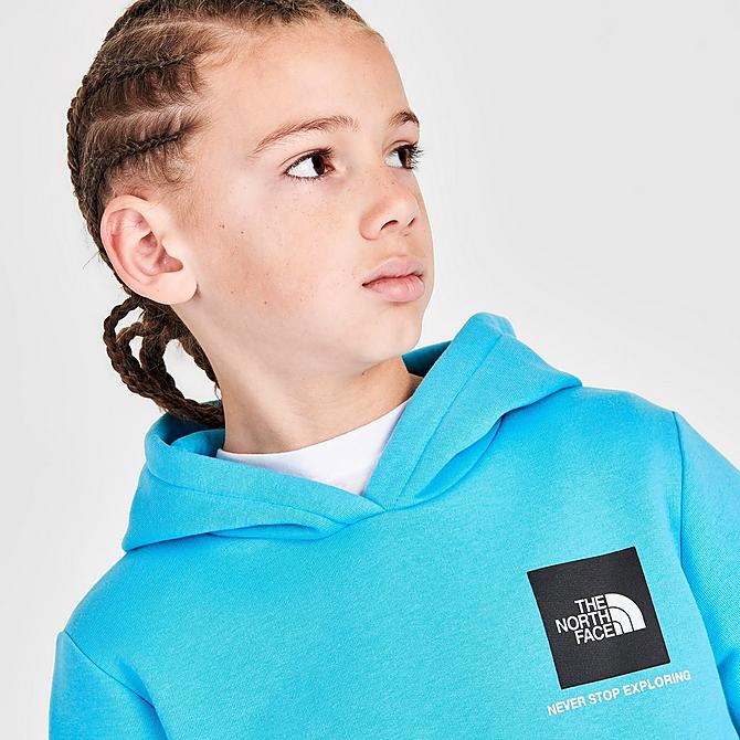 On Model 5 view of Kids' The North Face Fine Box Hoodie in Norse Blue Click to zoom