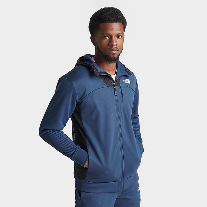 Front view of Men's The North Face Mittellegi Full-Zip Hooded Jacket in Shady Blue/TNF Black Click to zoom