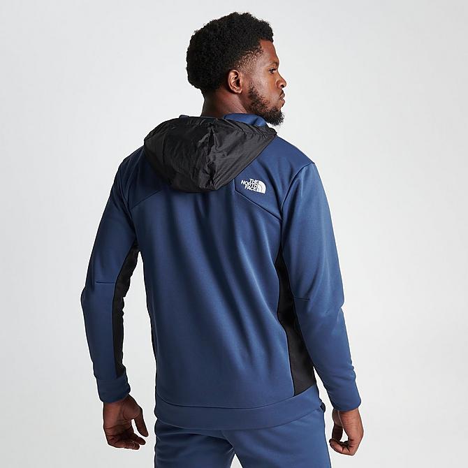 Back Right view of Men's The North Face Mittellegi Full-Zip Hooded Jacket in Shady Blue/TNF Black Click to zoom