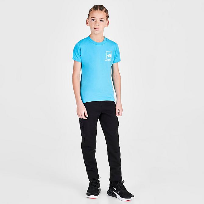 Front Three Quarter view of Kids' The North Face Maze Back Hit T-Shirt in Norse Blue Click to zoom