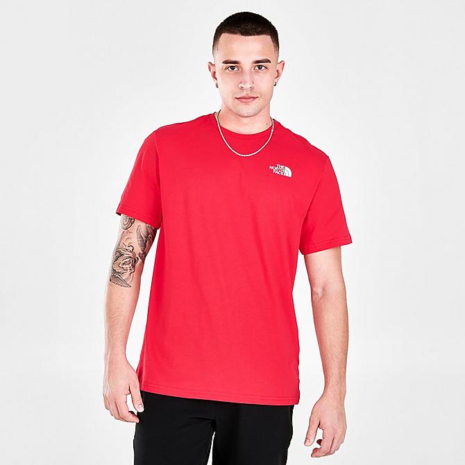 Back Left view of Men's The North Face Back Hit Graphic Print Short-Sleeve T-Shirt in TNF Red Click to zoom