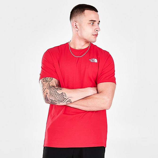 Back Right view of Men's The North Face Back Hit Graphic Print Short-Sleeve T-Shirt in TNF Red Click to zoom