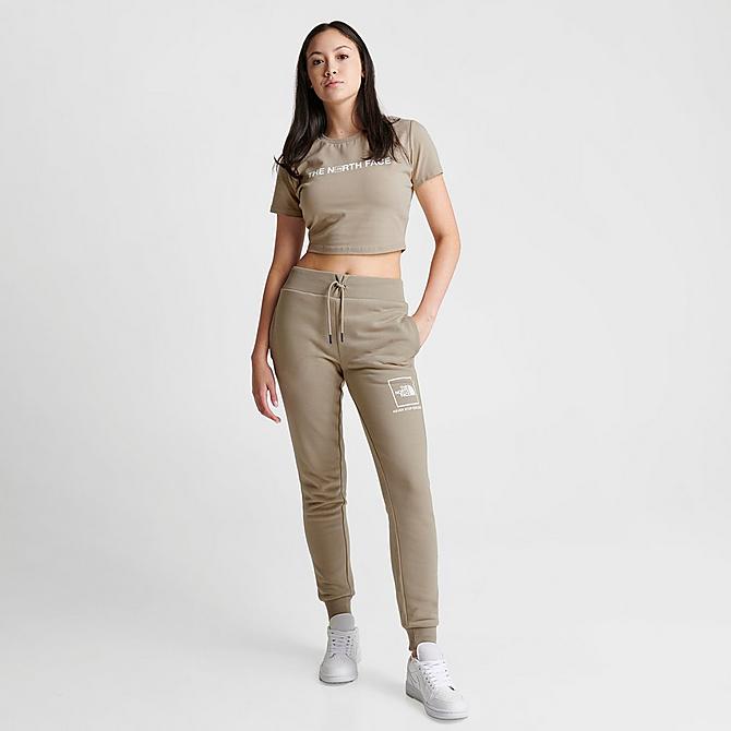 Front Three Quarter view of Women's The North Face Box NSE Jogger Pants in Flax Click to zoom