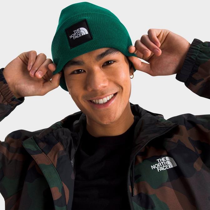 Right view of The North Face Big Box Beanie Hat in Evergreen Click to zoom