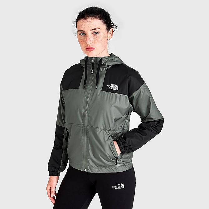 Back Left view of Women's The North Face Sheru Wind Jacket in Agave Green Click to zoom