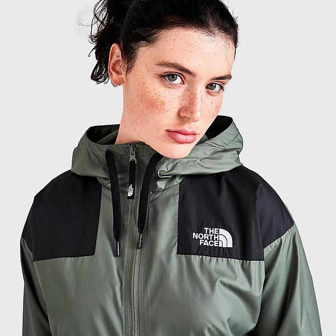 On Model 5 view of Women's The North Face Sheru Wind Jacket in Agave Green Click to zoom