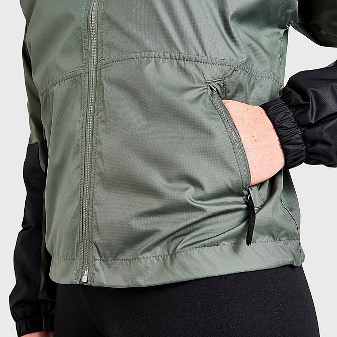 On Model 6 view of Women's The North Face Sheru Wind Jacket in Agave Green Click to zoom