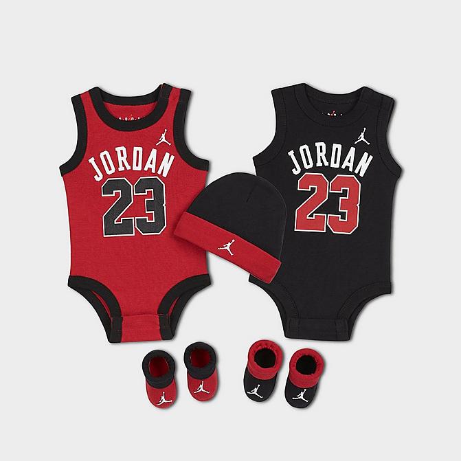 Right view of Infant Jordan Jersey 5-Piece Box Set in Black/Red Click to zoom