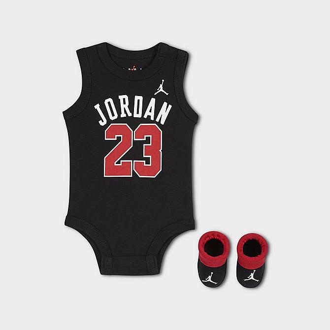 Left view of Infant Jordan Jersey 5-Piece Box Set in Black/Red Click to zoom