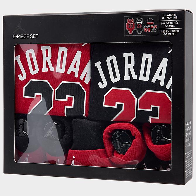 Back view of Infant Jordan Jersey 5-Piece Box Set in Black/Red Click to zoom