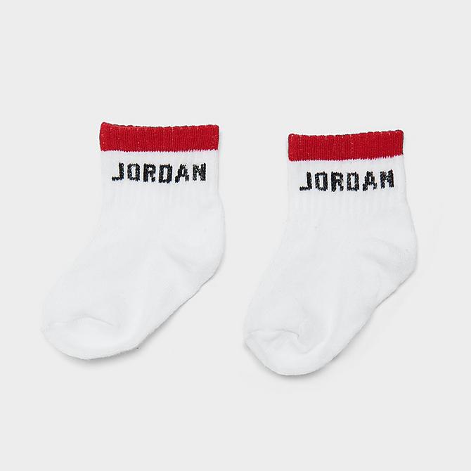 Back view of Infant Jordan Ankle Gripper Socks (6-Pack) in Grey/Black/Red/White Click to zoom