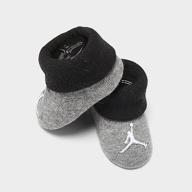 Bottom view of Boys' Infant Jordan HBR Allover Print Bodysuit, Hat and Booties Set (3-Piece) in Grey Heather/Black Click to zoom