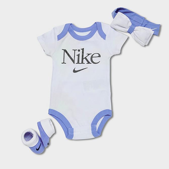 Right view of Girls' Infant Nike Aura Bodysuit, Headband and Booties Set (3-Piece) in Copa Click to zoom