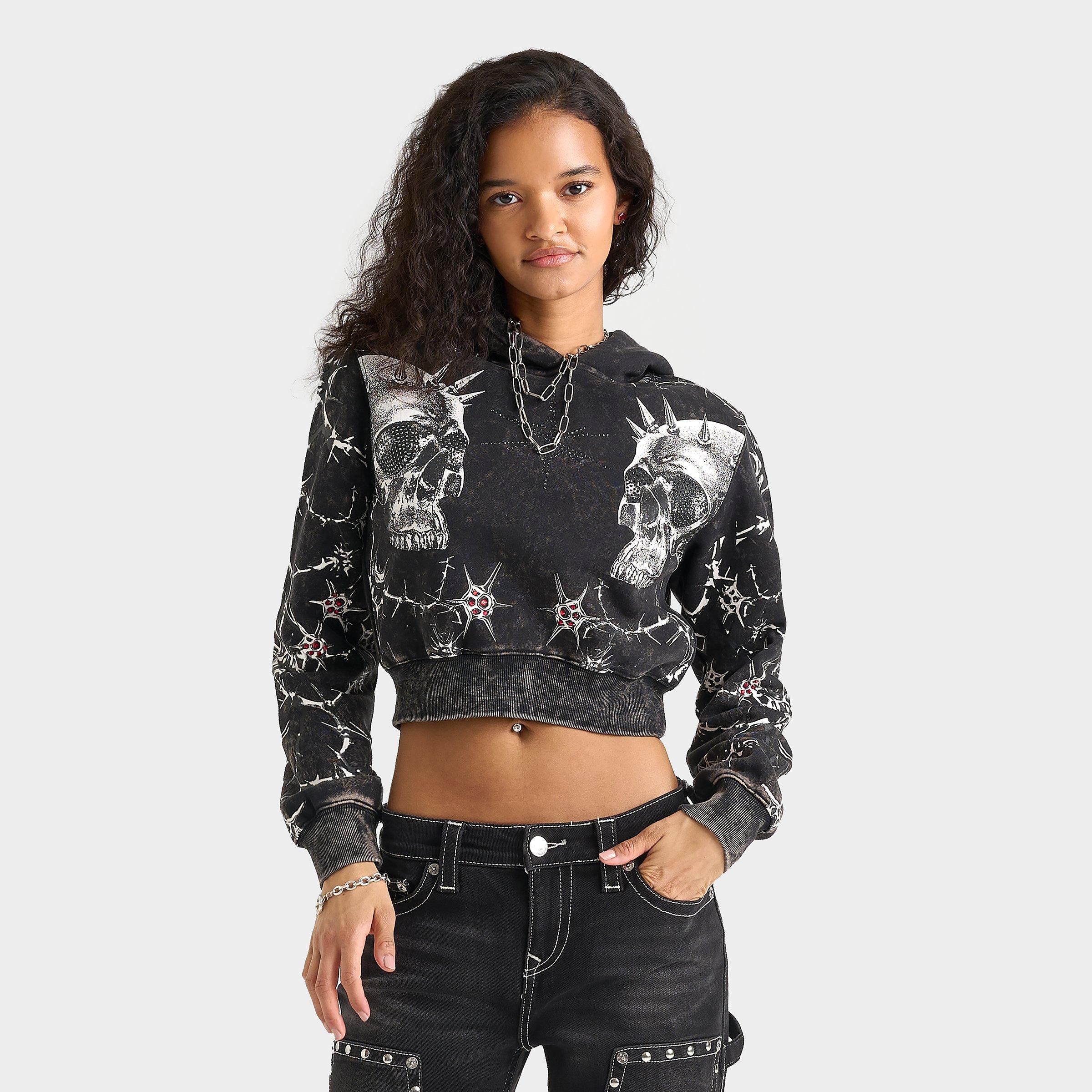 Women's Smoke Rise Amber Skull Cropped Fleece Hoodie | Finish Line