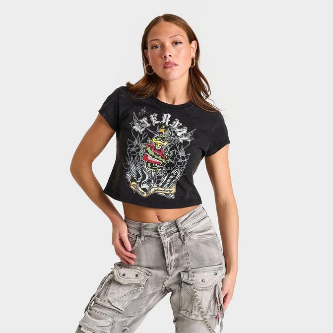 [angle] view of Women's Smoke Rise Kara Fitted T-Shirt in Black Click to zoom