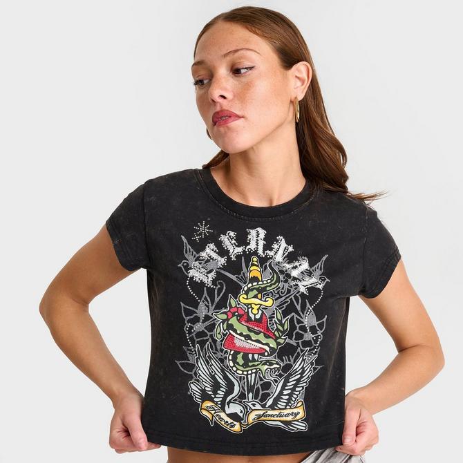[angle] view of Women's Smoke Rise Kara Fitted T-Shirt in Black Click to zoom