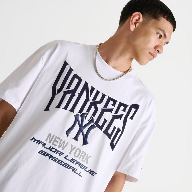 [angle] view of Men's Pro Standard New York Yankees MLB American League Tour T-Shirt in White/Navy Click to zoom