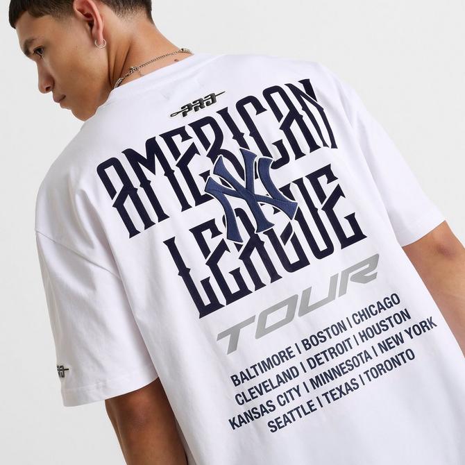 [angle] view of Men's Pro Standard New York Yankees MLB American League Tour T-Shirt in White/Navy Click to zoom