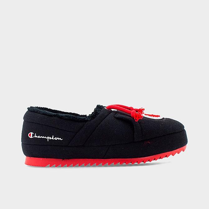 Right view of Boys' Little Kids' Champion University II Slippers in Black/Red Click to zoom