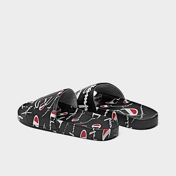 Left view of Big Kids' Champion IPO Warped Slide Sandals in Black/Red/White Click to zoom