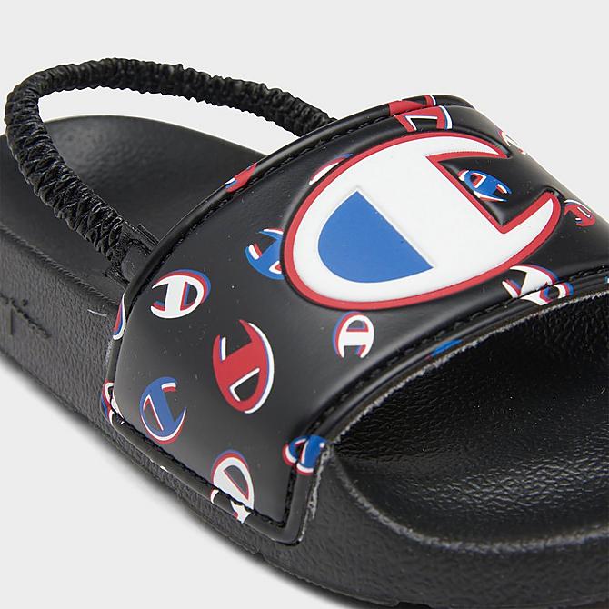 Front view of Kids' Toddler Champion IPO 3Peat Slide Sandals in Black/Multi Click to zoom